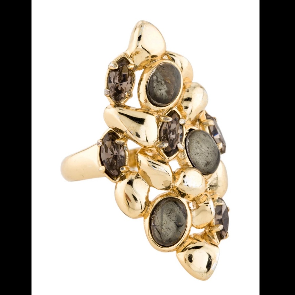 Alexis Bittar Crystal Molten Navette Ring Size 7